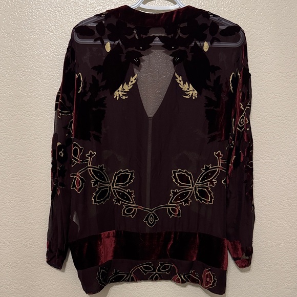 Roberto Cavalli Burgundy Blouse with Sheer Paneling - Picture 3 of 11